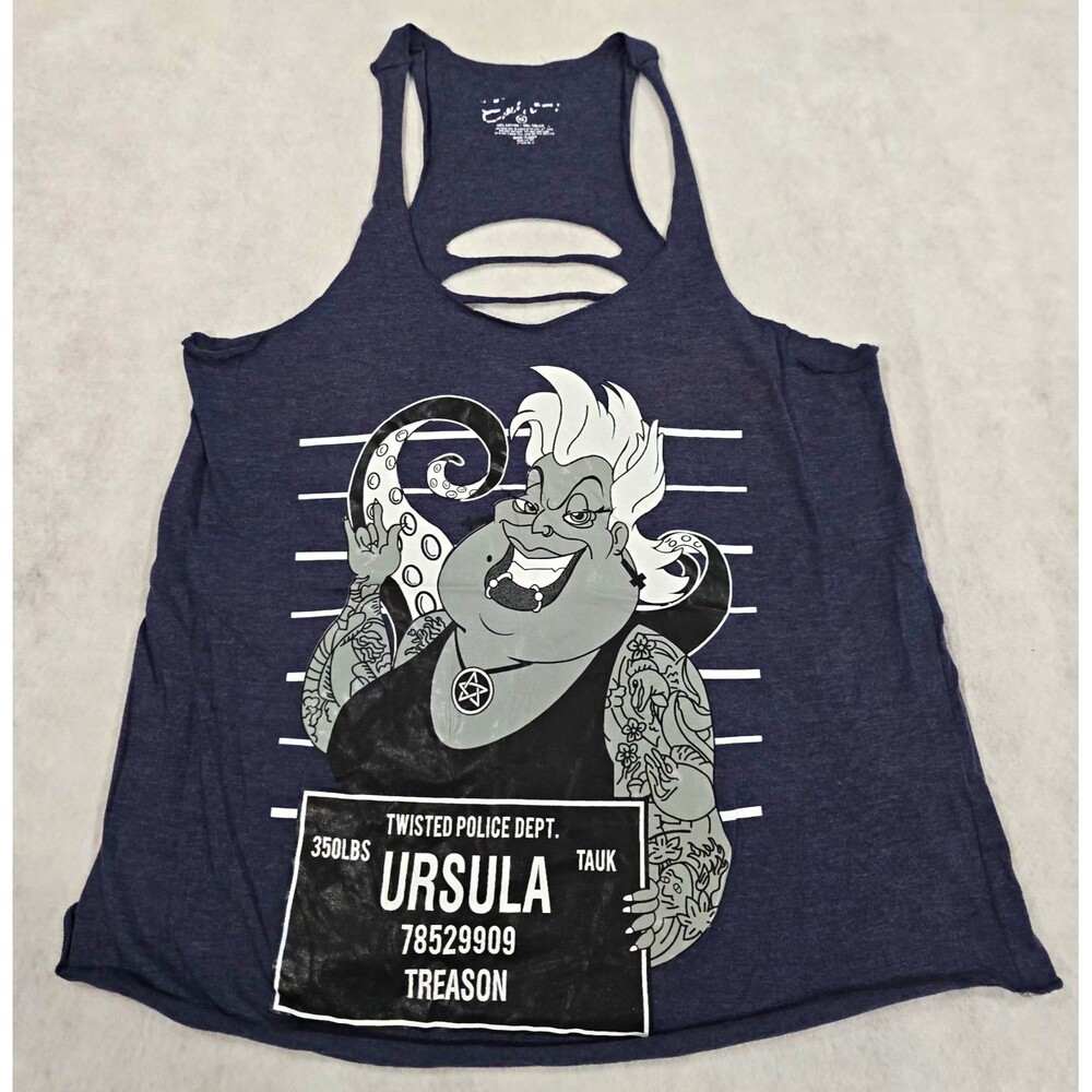 Twisted Apparel Ursula Mugshot Tank Top Disney Villains Goth Punk Slit Back XL